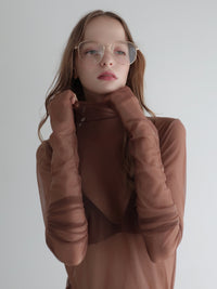 【SAMPLE SALE / AMOMMA】 LONG SLEEVE SHEER TOPS( BROWN )