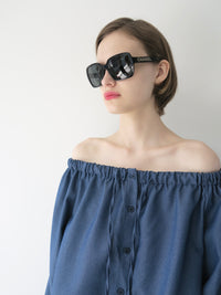 【SAMPLE SALE / AMOMMA】DENIM LIKE DRAWSTING OFF SHOULDER