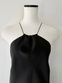 【célon】satin halter open back dress