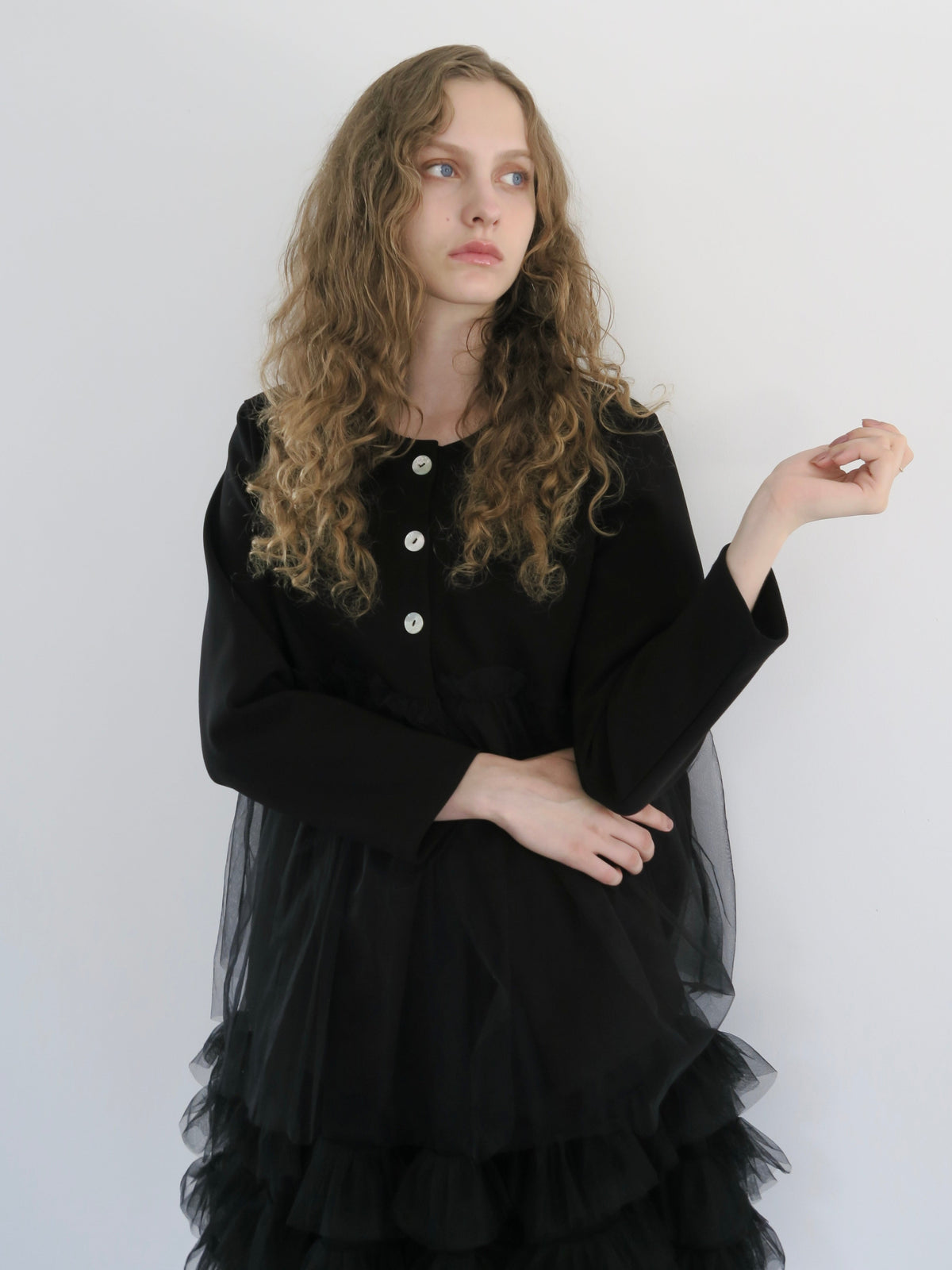 【SAMPLE SALE / swanë】tulle docking cardigan
