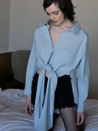 Waist-Tie Cotton Shirt