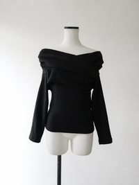 off shoulder wrap knit top
