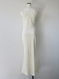 drape velour long dress