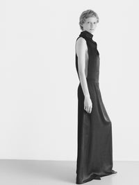 satin halter maxi dress