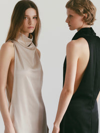 satin halter maxi dress