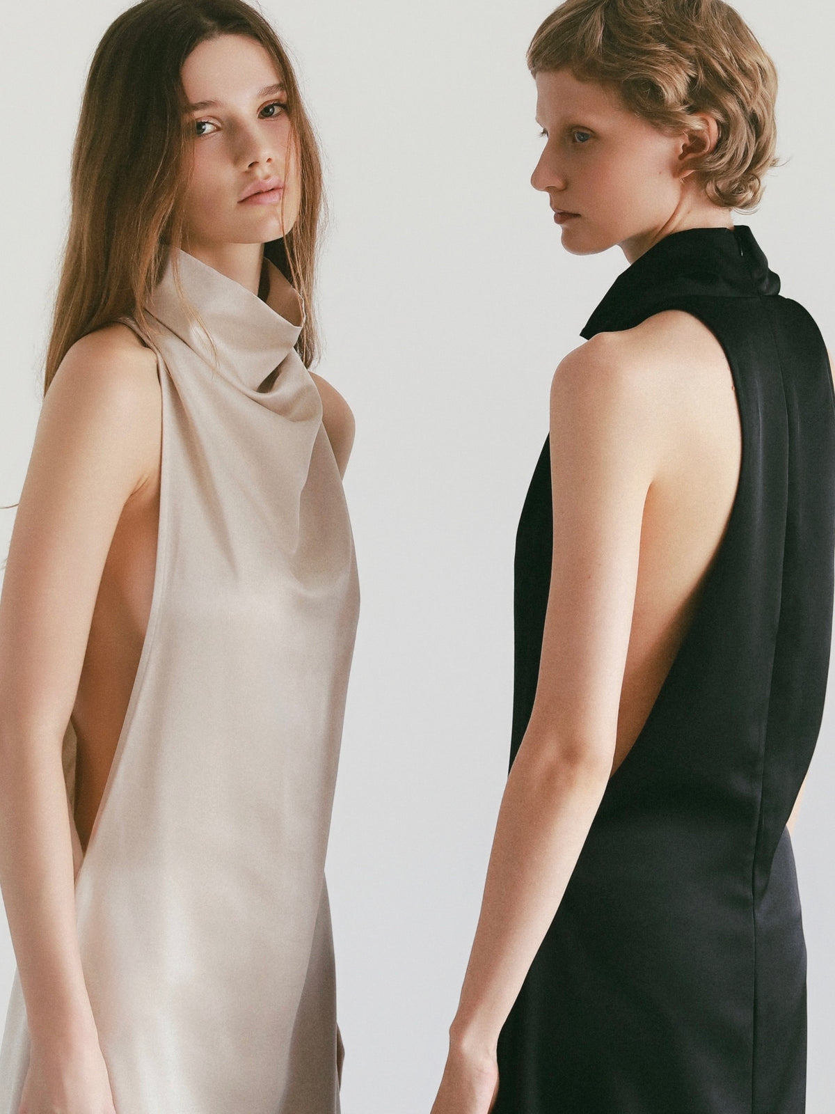 satin halter maxi dress