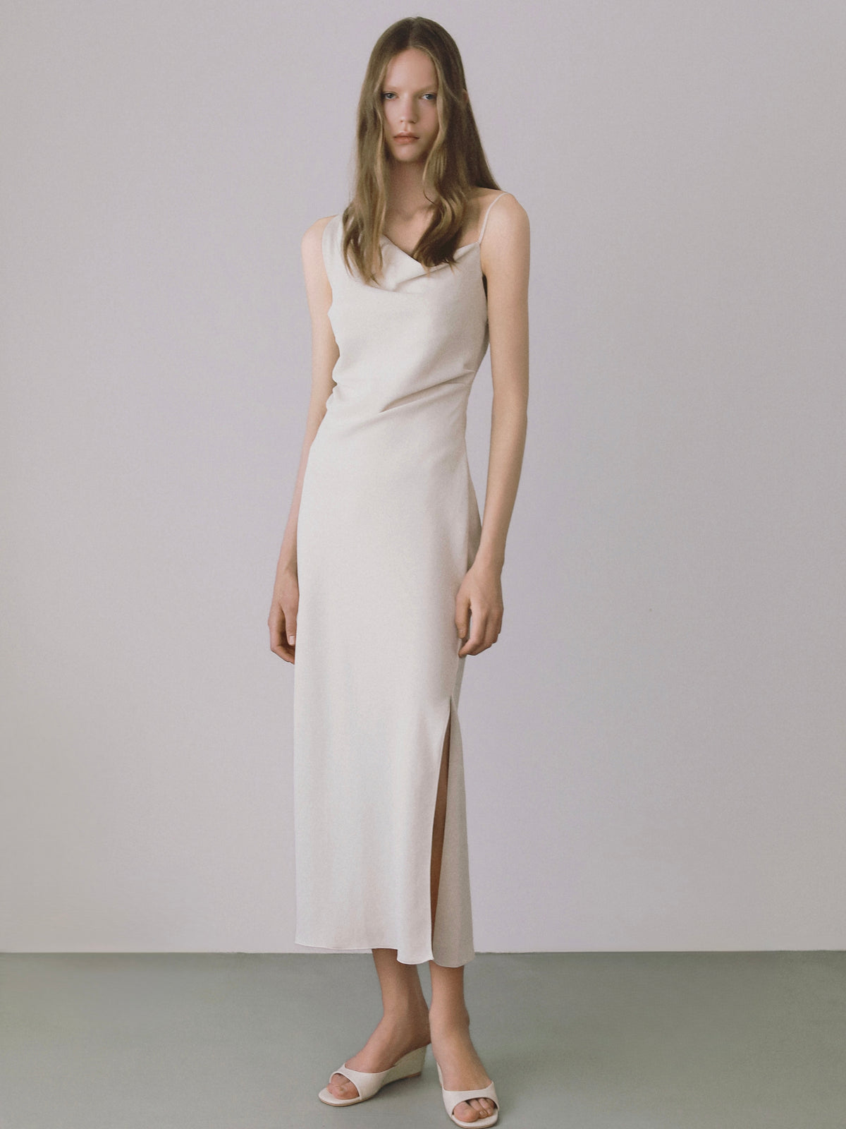 【célon】asymmetry drape cami dress