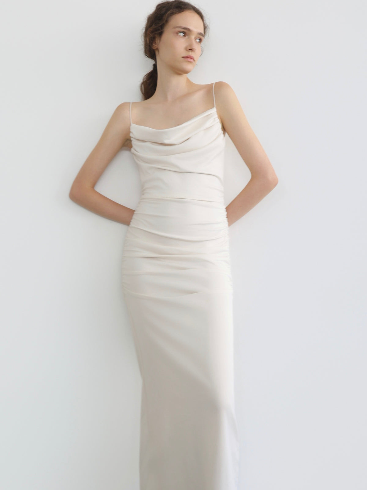sleek draped maxi dress