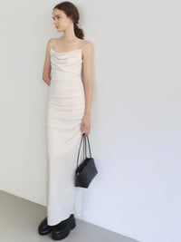 sleek draped maxi dress