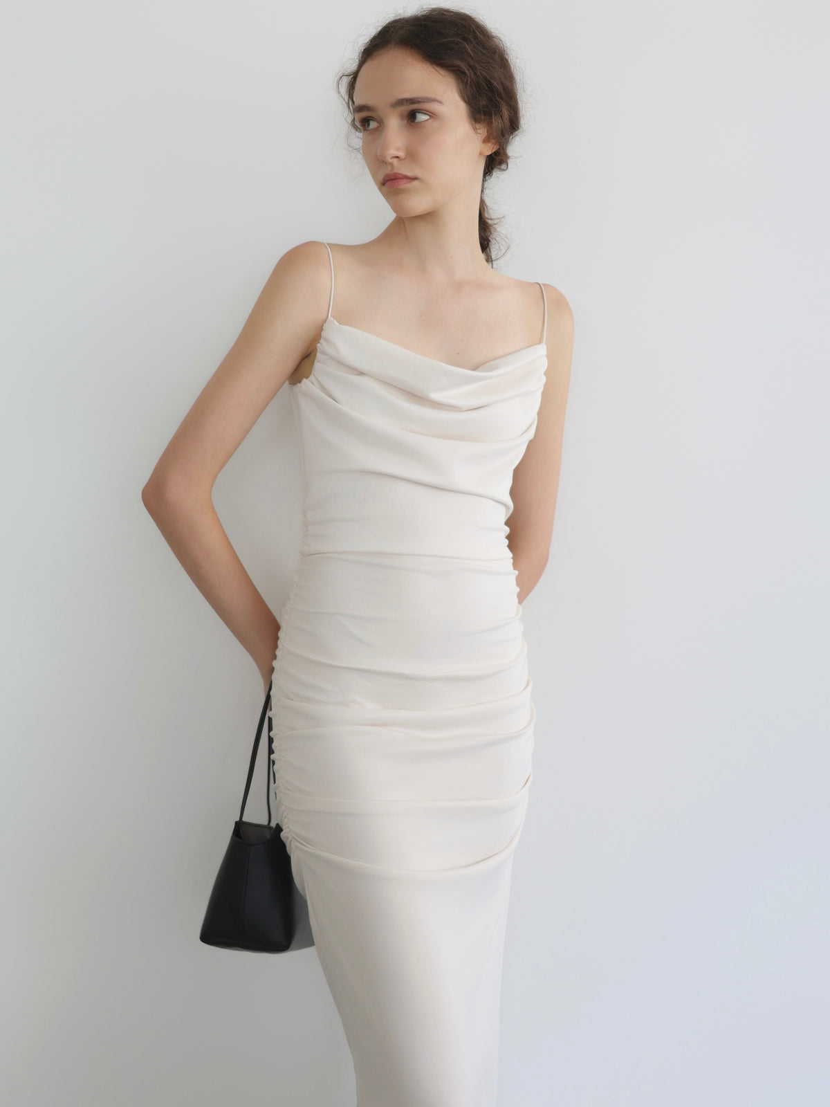 sleek draped maxi dress