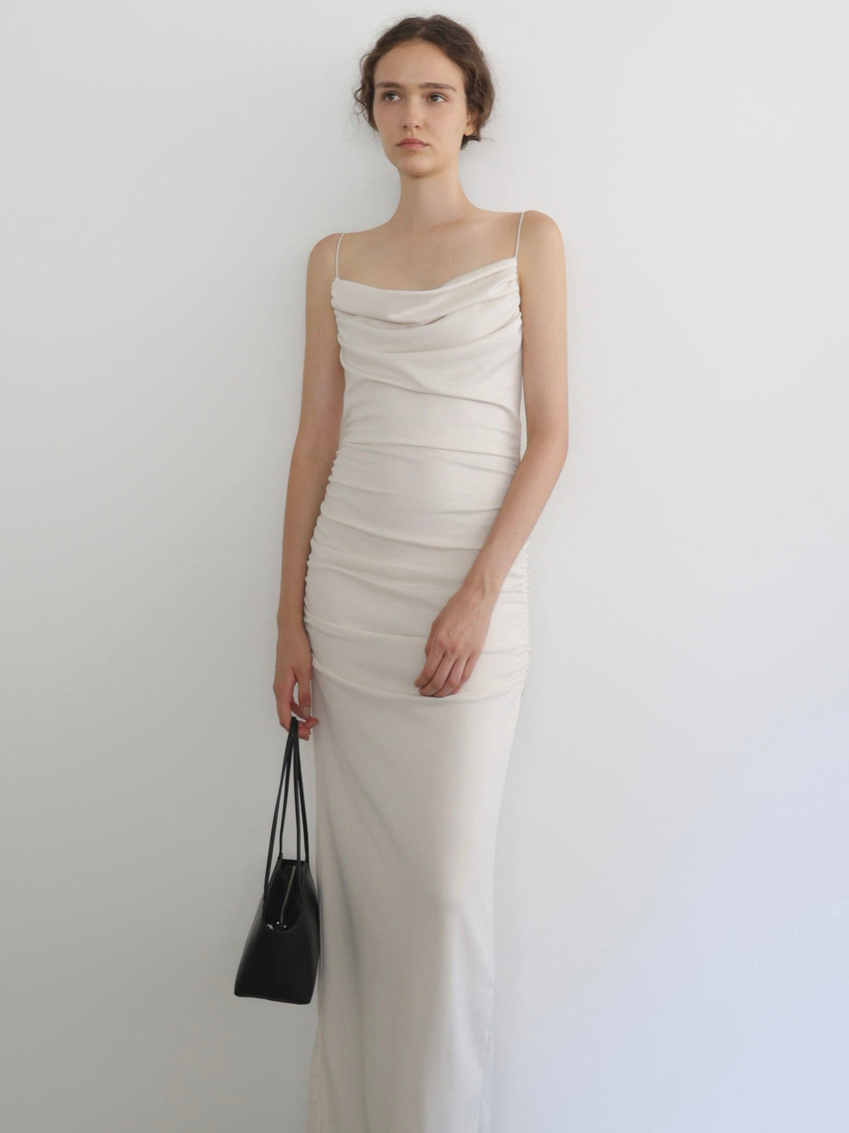 sleek draped maxi dress