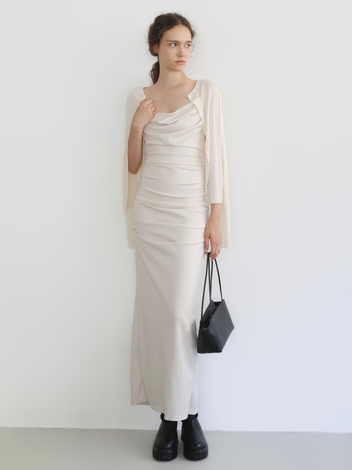 sleek draped maxi dress