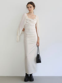sleek draped maxi dress