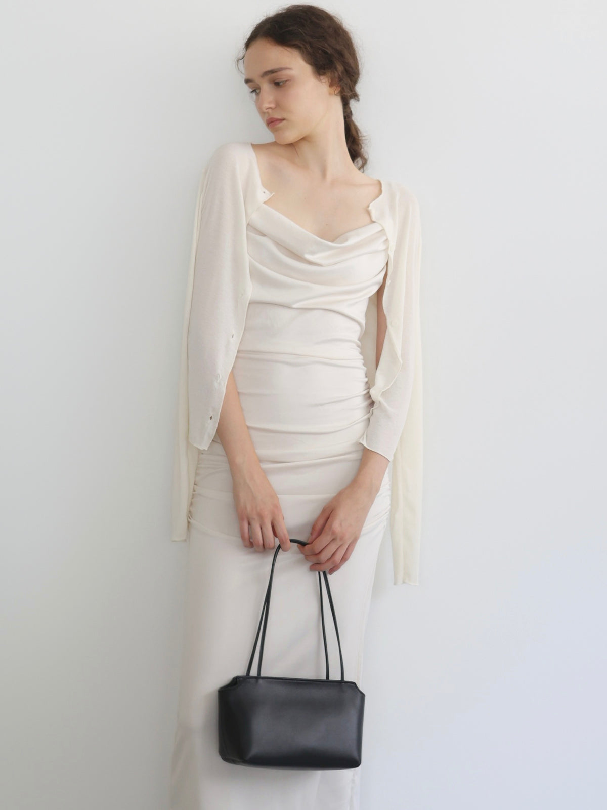 sleek draped maxi dress