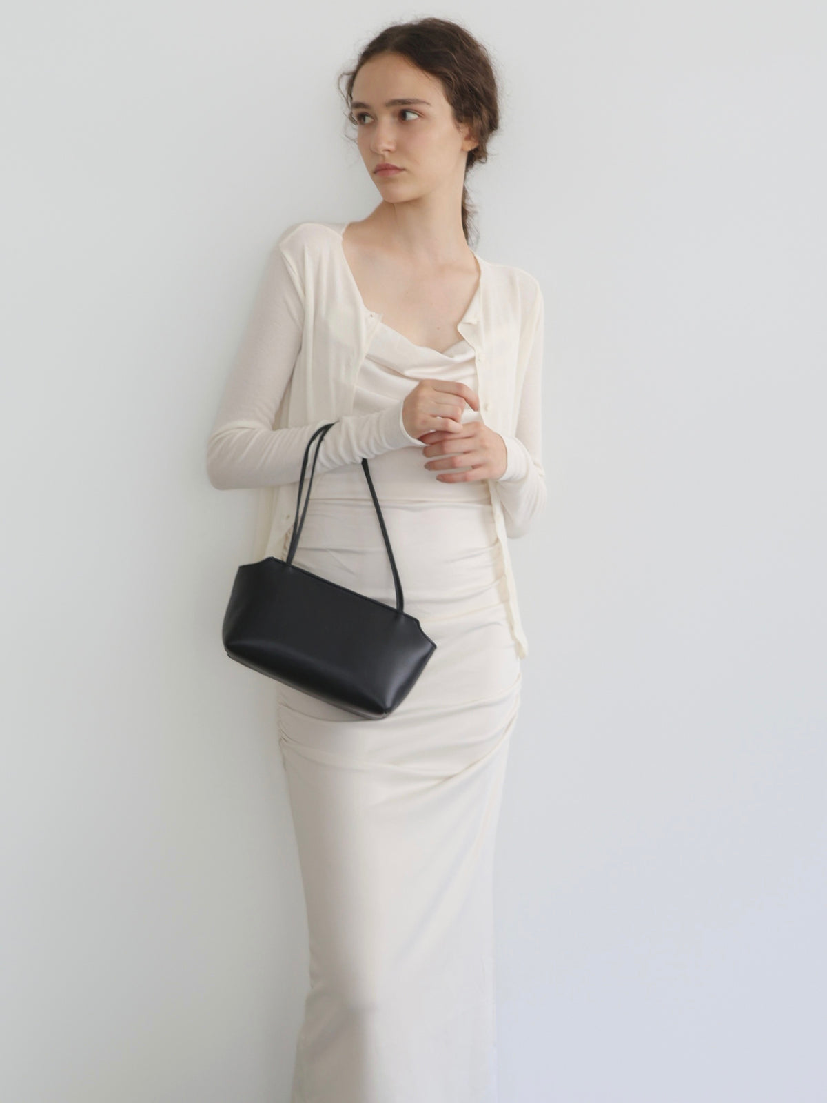 sleek draped maxi dress