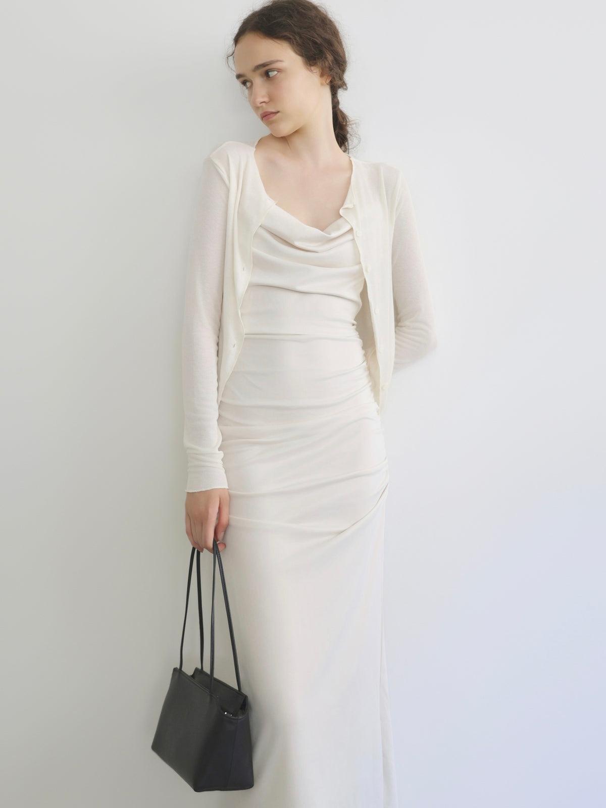 sleek draped maxi dress