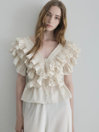 【AMOMMA】SATIN RAFFLE FRILL TOPS