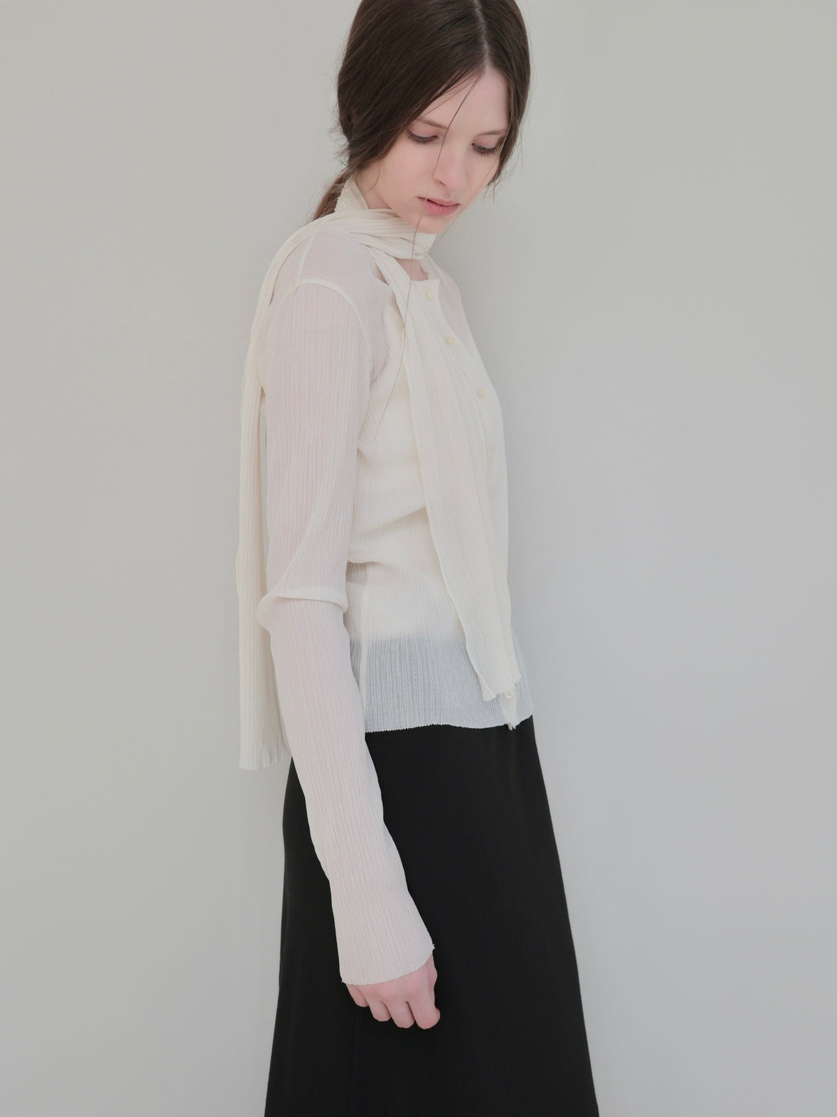 【NOWNS】Seine | Pleats tie cardigan