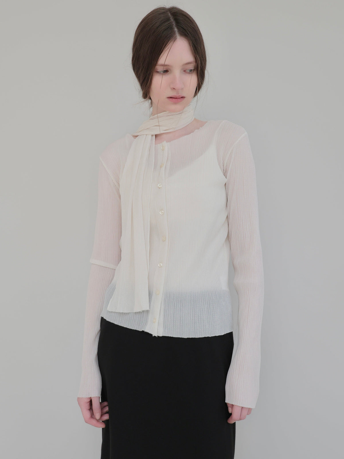 【NOWNS】Seine | Pleats tie cardigan