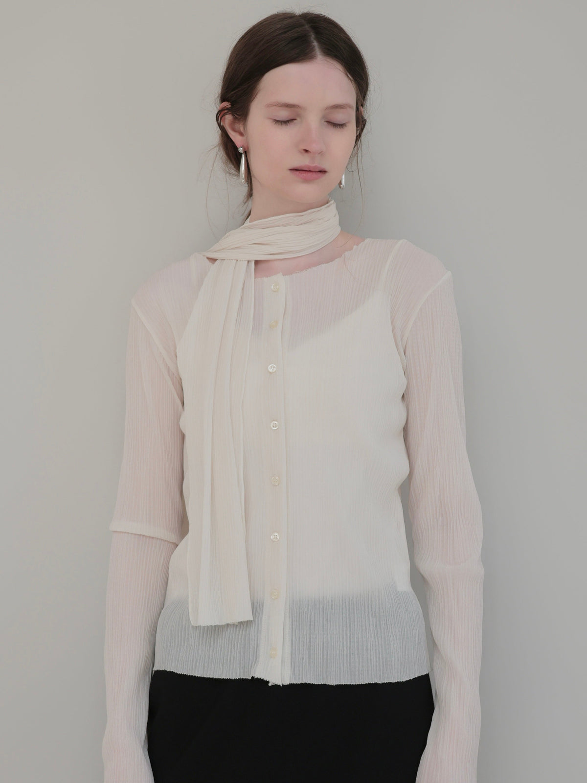 【NOWNS】Seine | Pleats tie cardigan