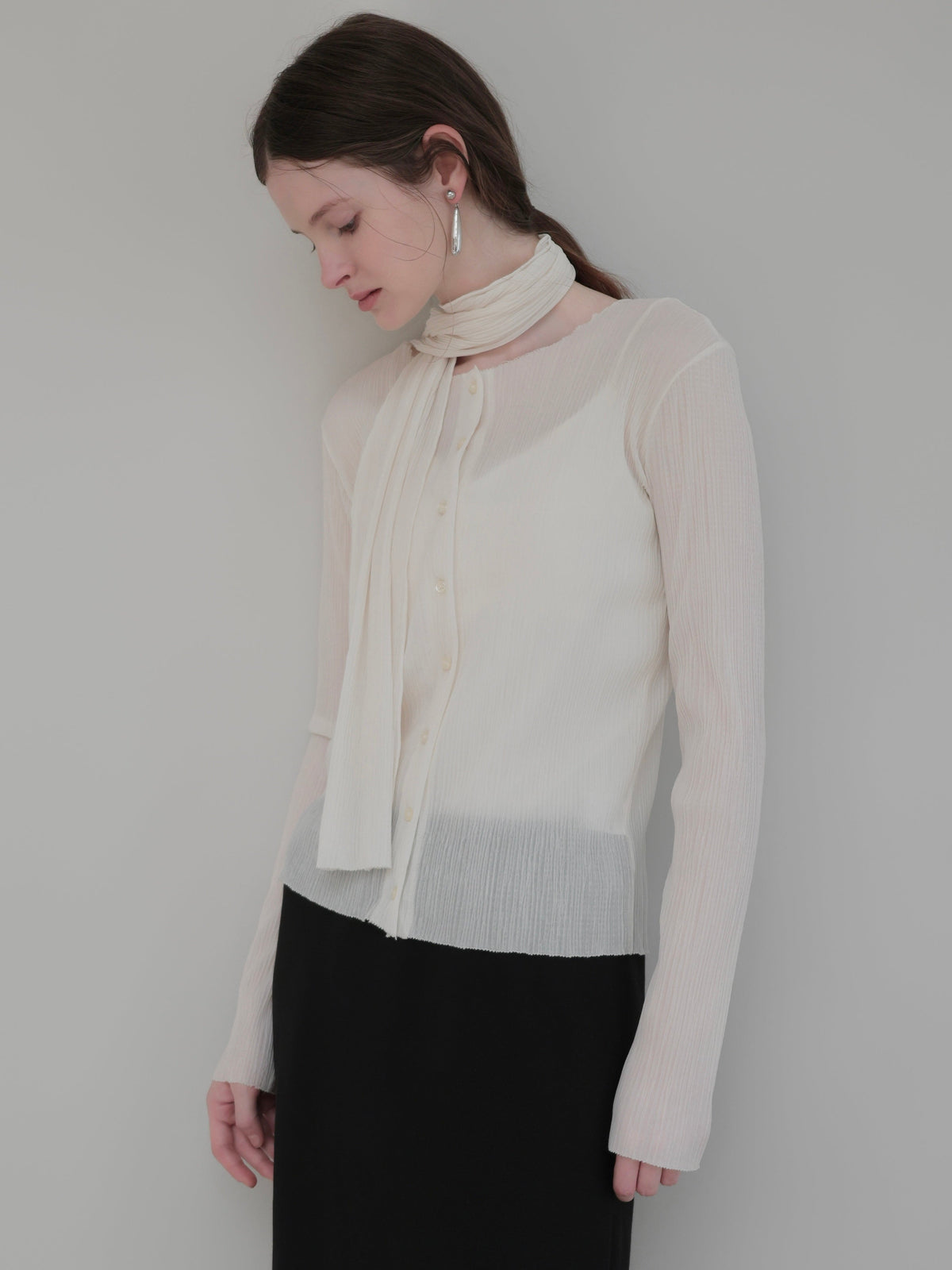 【NOWNS】Seine | Pleats tie cardigan