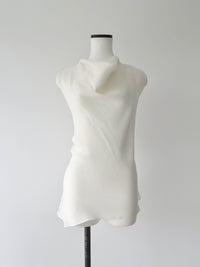 draped neck waist ribbon blouse