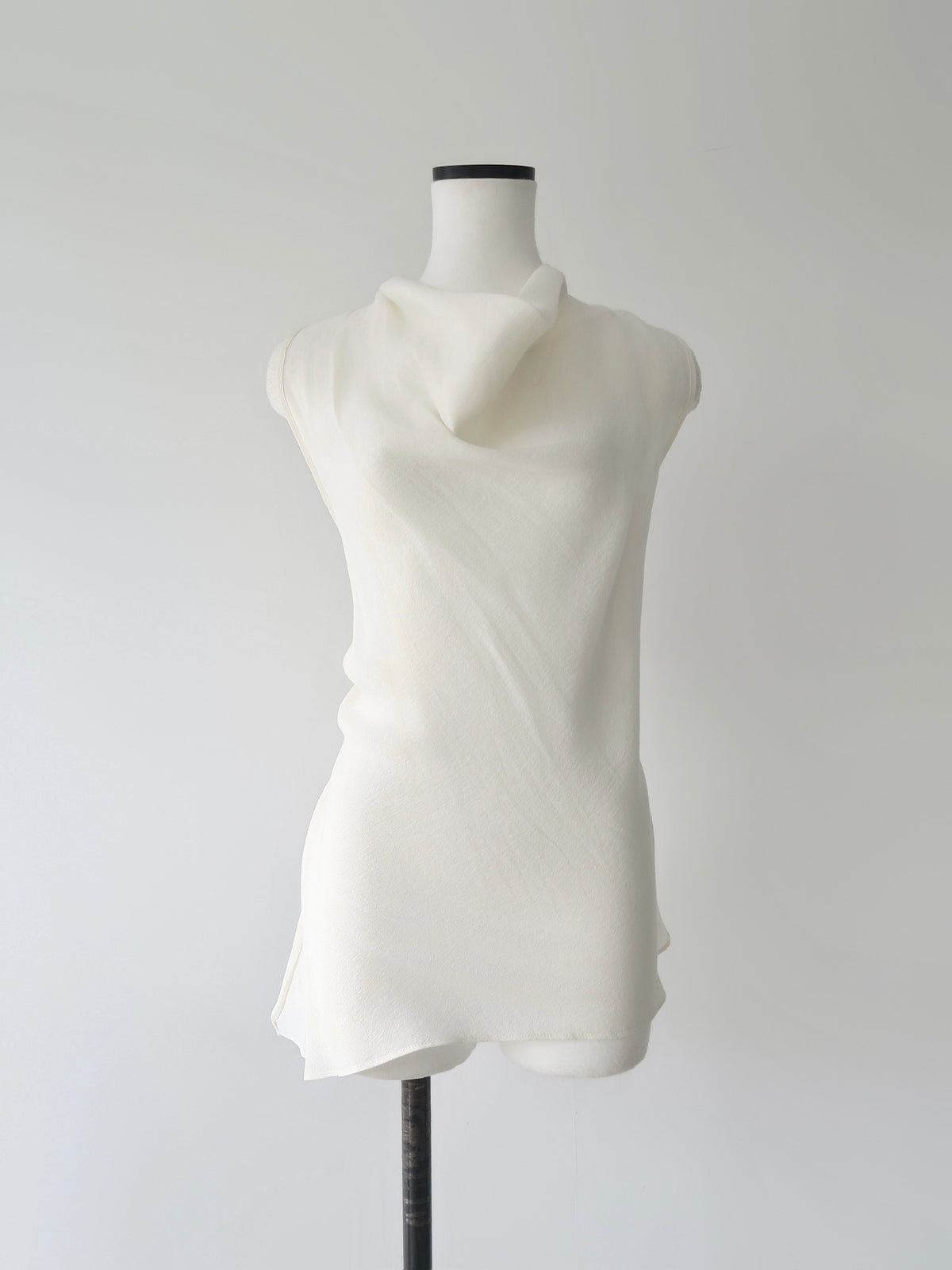 draped neck waist ribbon blouse