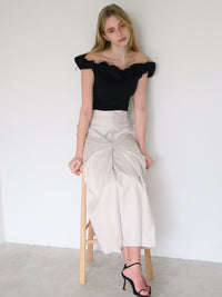 [ SAMPLE SALE ] front tuck wide skirt