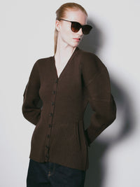 【AMOMMA】Wool Structured Rib Cardigan