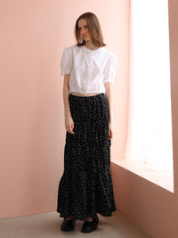 [ sample sale ] dot washer shirring skirt