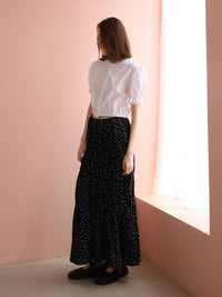 [ sample sale ] dot washer shirring skirt