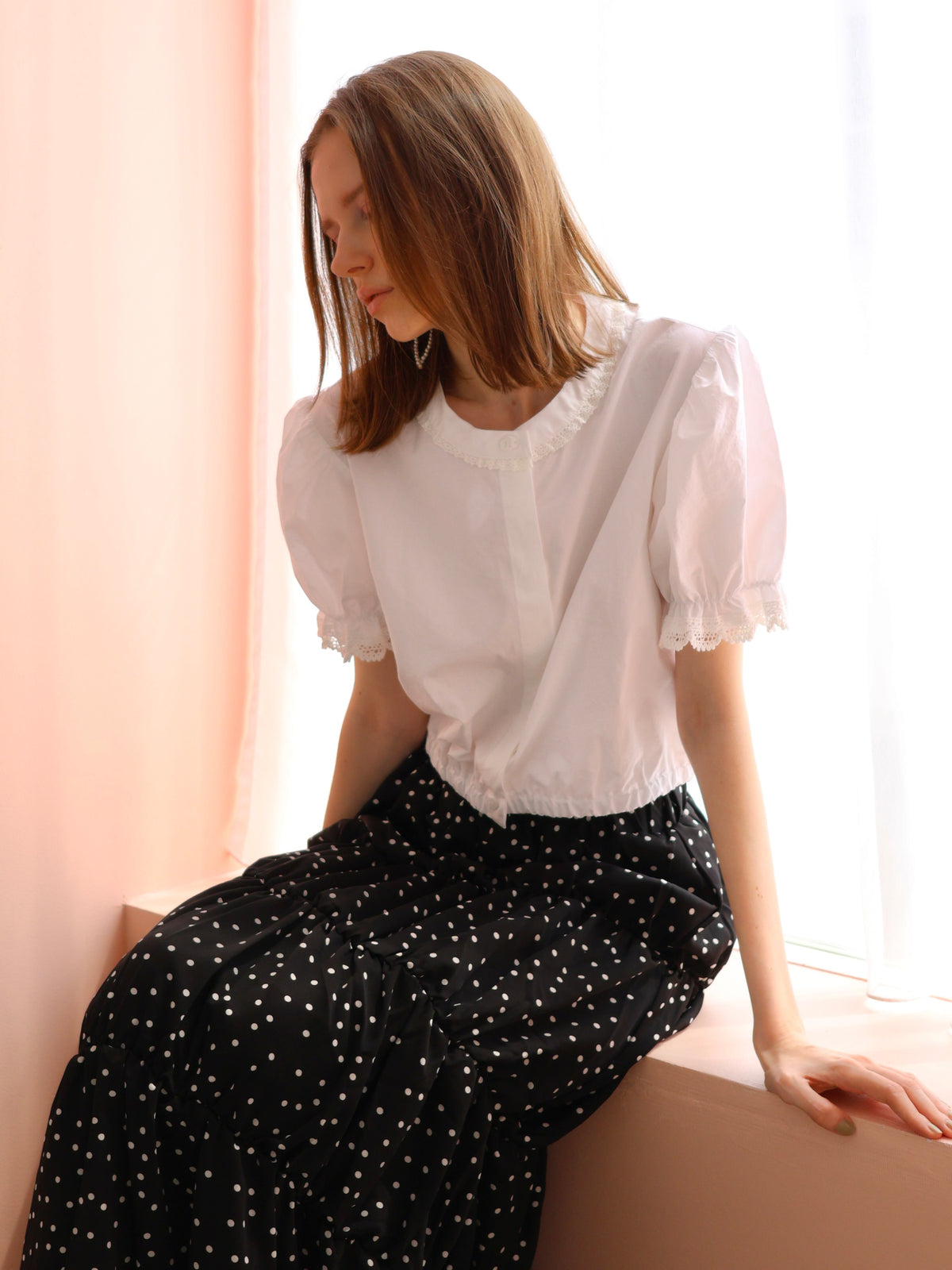 【SAMPLE SALE / miies miim】soft puff frill blouse