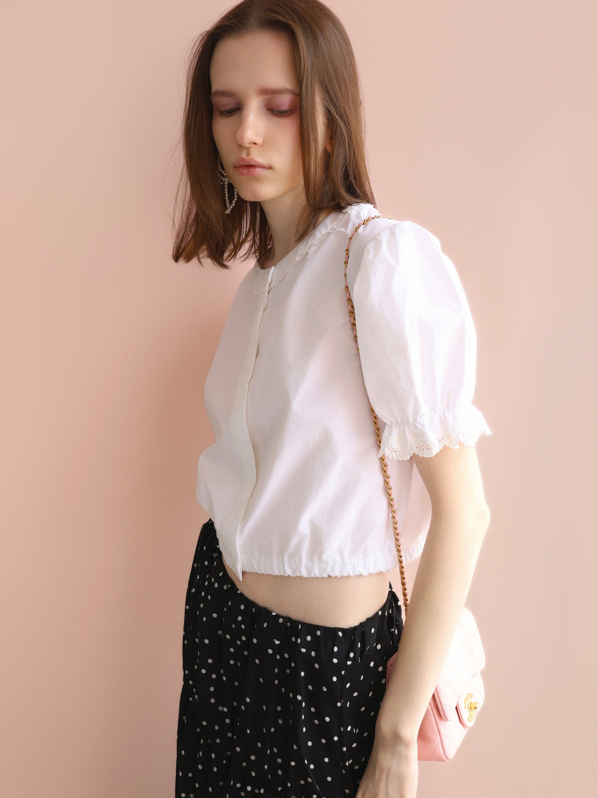 【SAMPLE SALE / miies miim】soft puff frill blouse