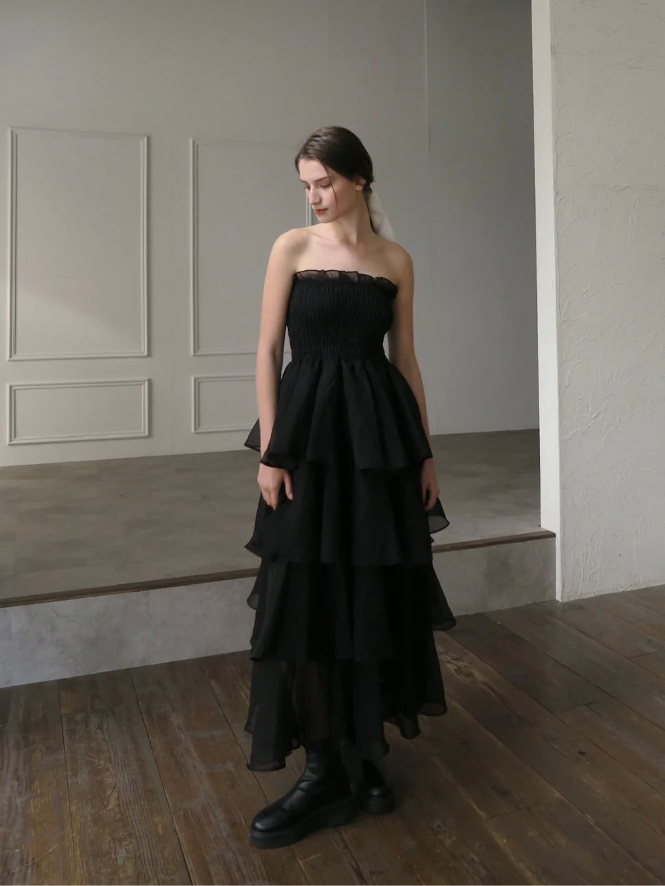 【célon】frilly tiered dress