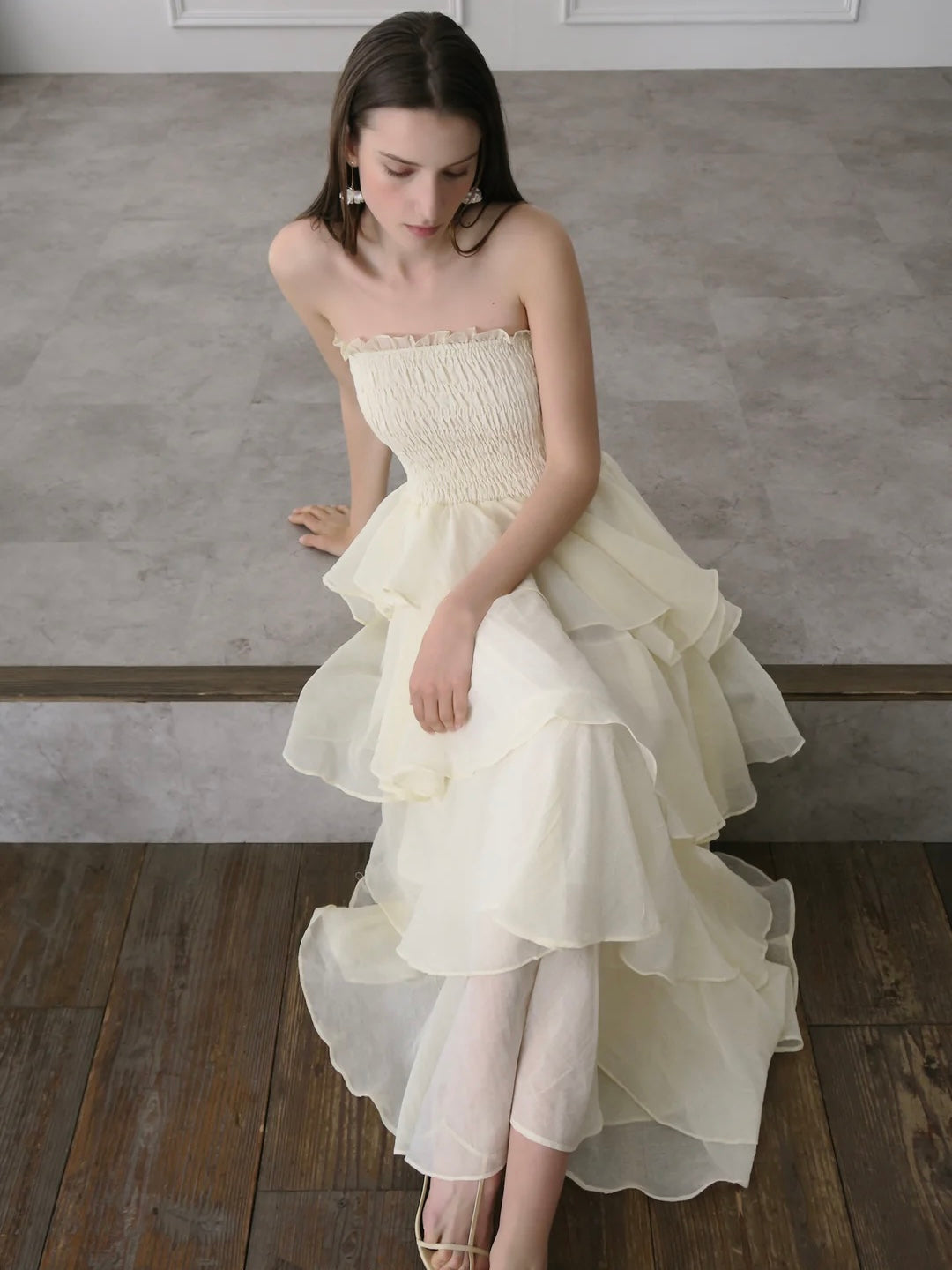【célon】frilly tiered dress