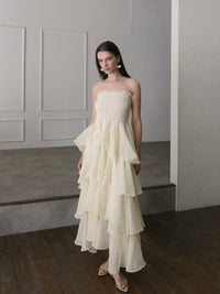 【célon】frilly tiered dress