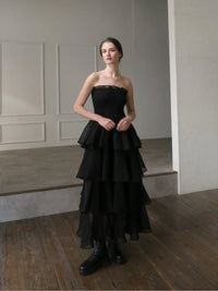 【célon】frilly tiered dress