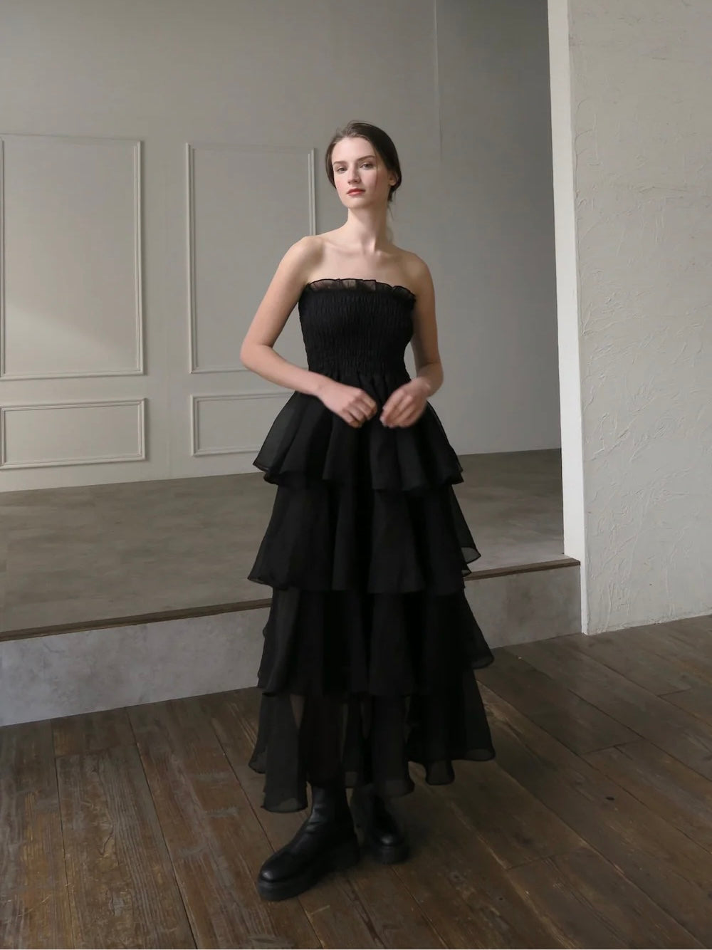 【célon】frilly tiered dress