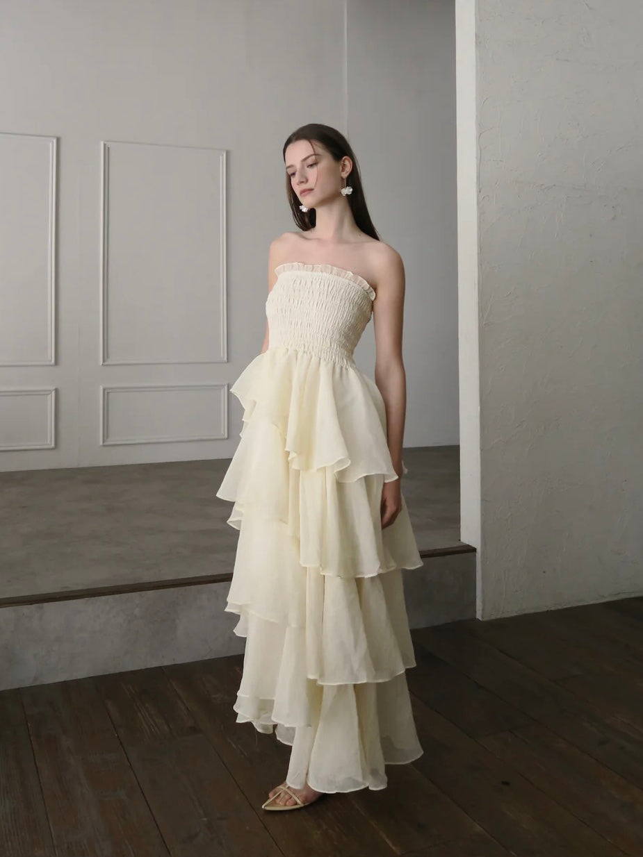 【célon】frilly tiered dress