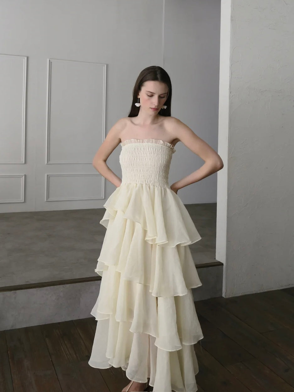 【célon】frilly tiered dress