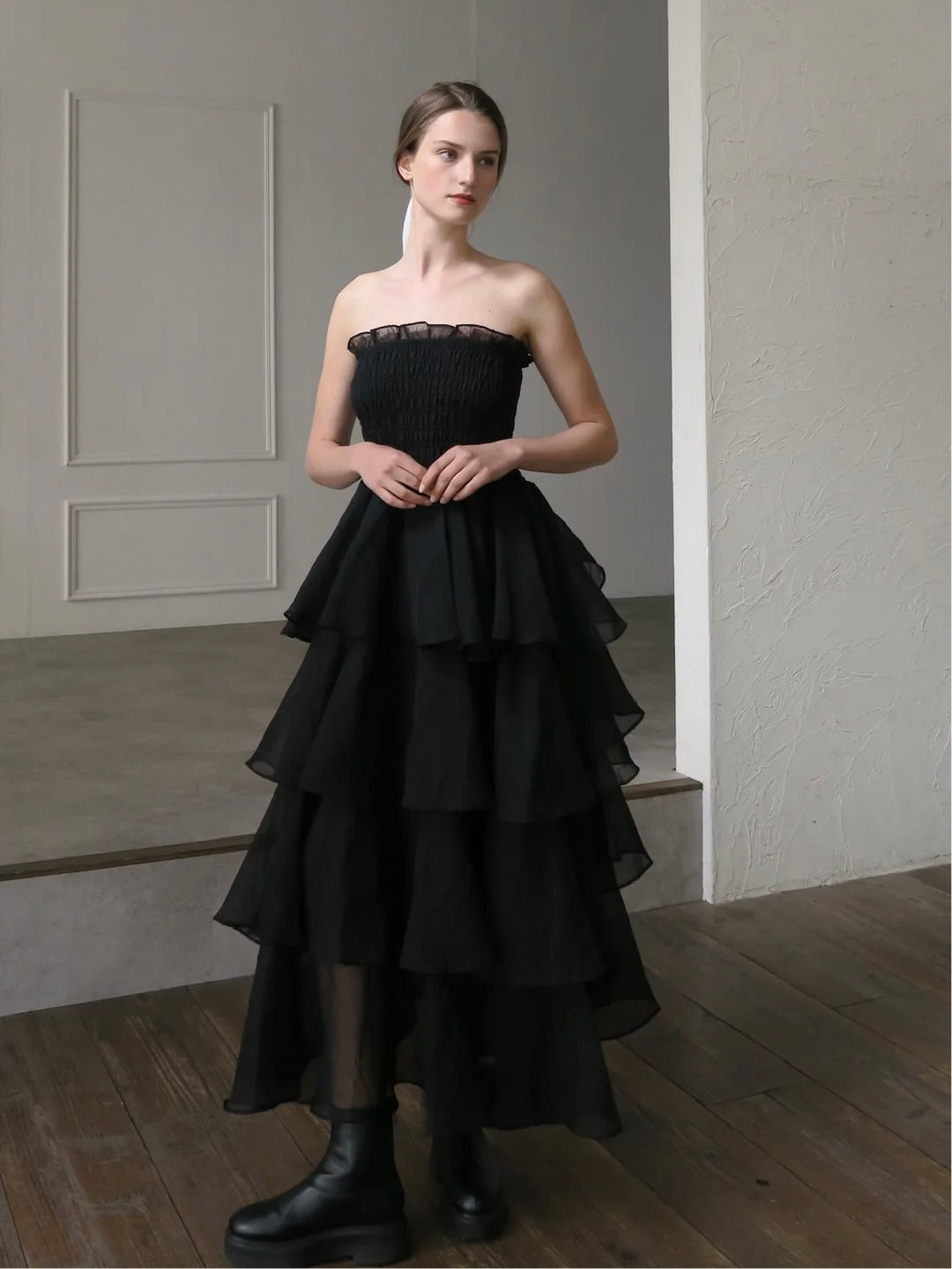 【célon】frilly tiered dress