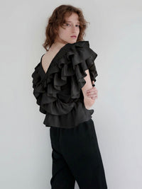 【AMOMMA】SATIN RAFFLE FRILL TOPS