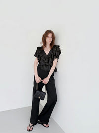 【AMOMMA】SATIN RAFFLE FRILL TOPS