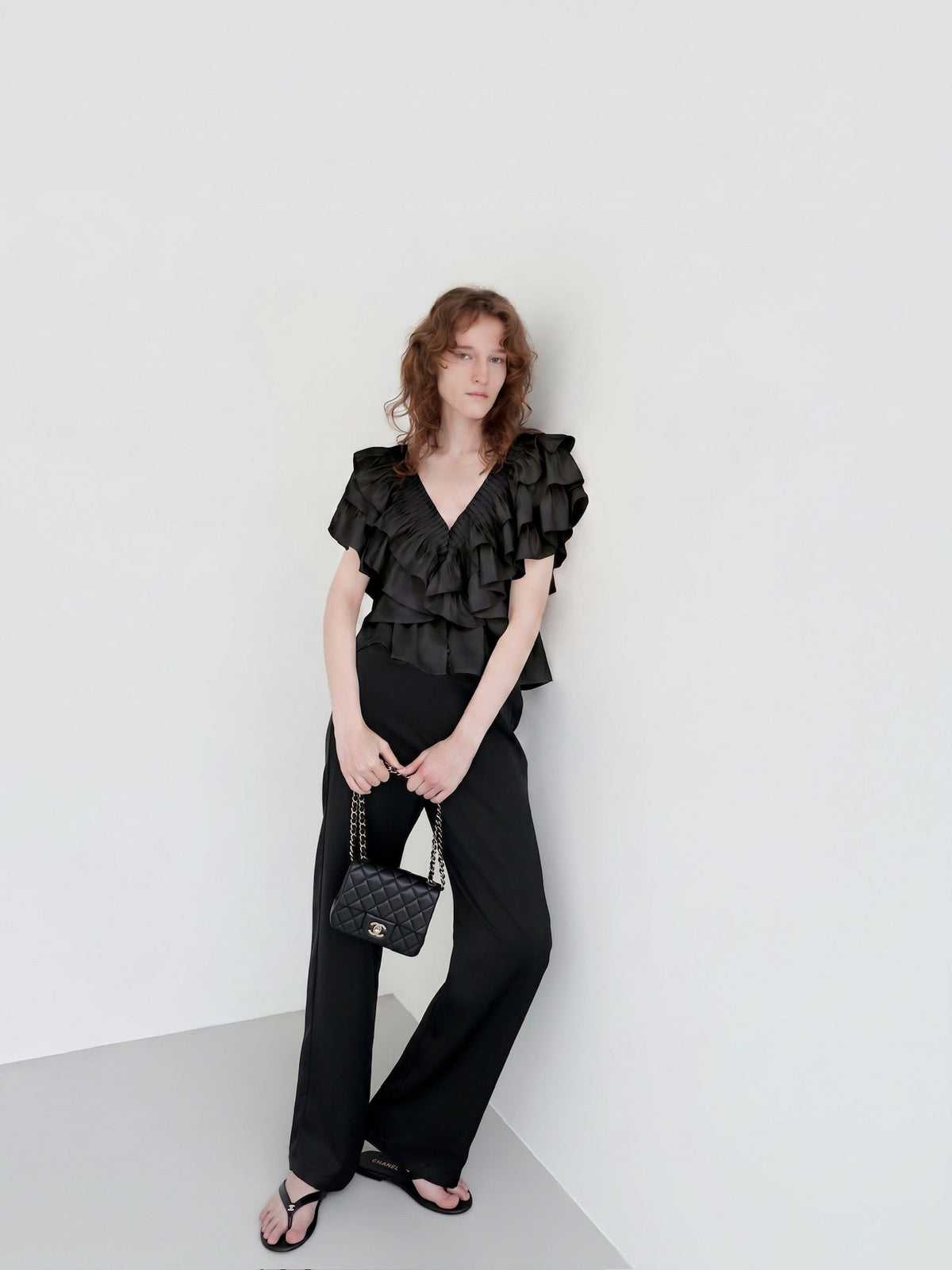 【AMOMMA】SATIN RAFFLE FRILL TOPS