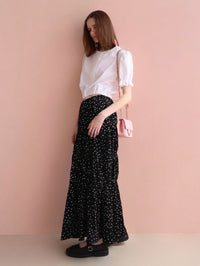 [ sample sale ] dot washer shirring skirt