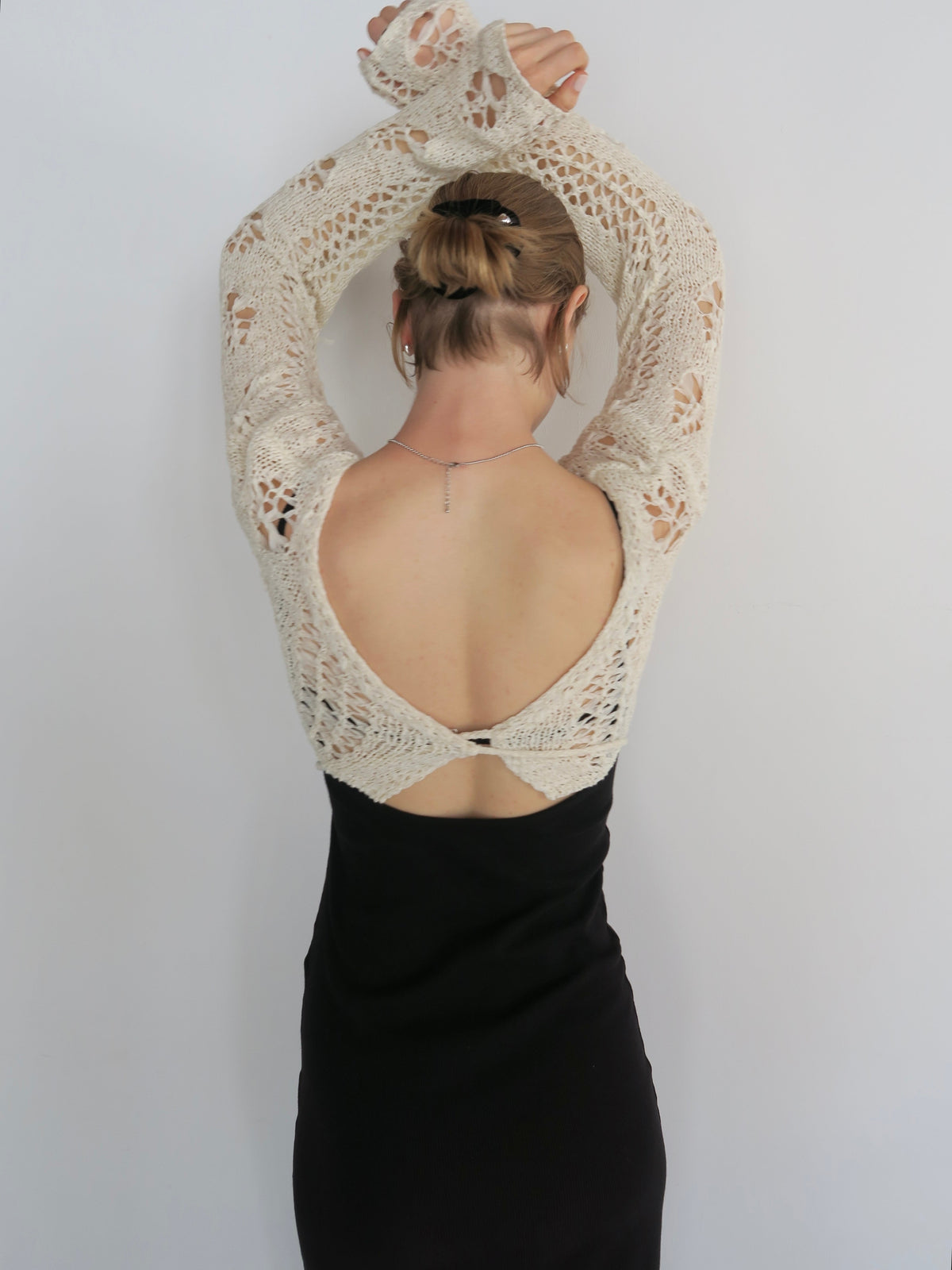BACK OPEN RIB CAMI DRESS
