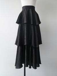 satin frilly tiered long skirt