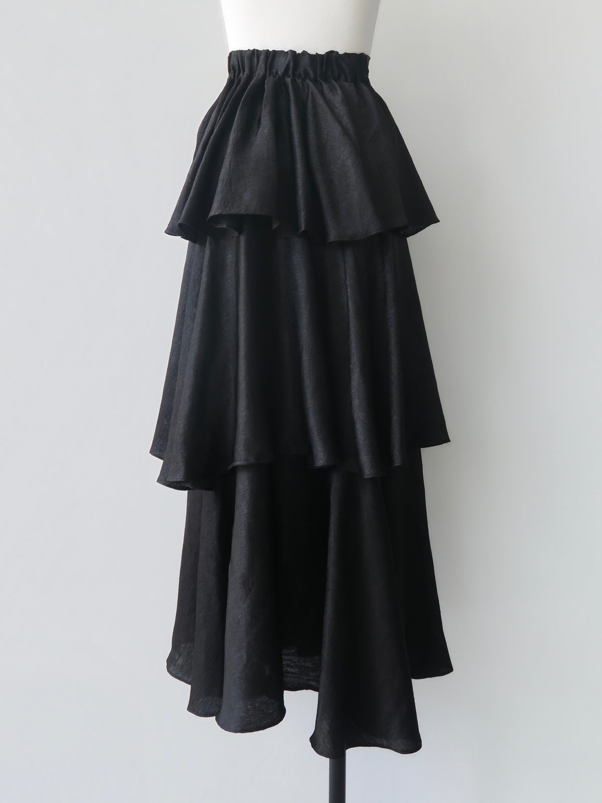satin frilly tiered long skirt