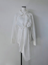 Waist-Tie Cotton Shirt