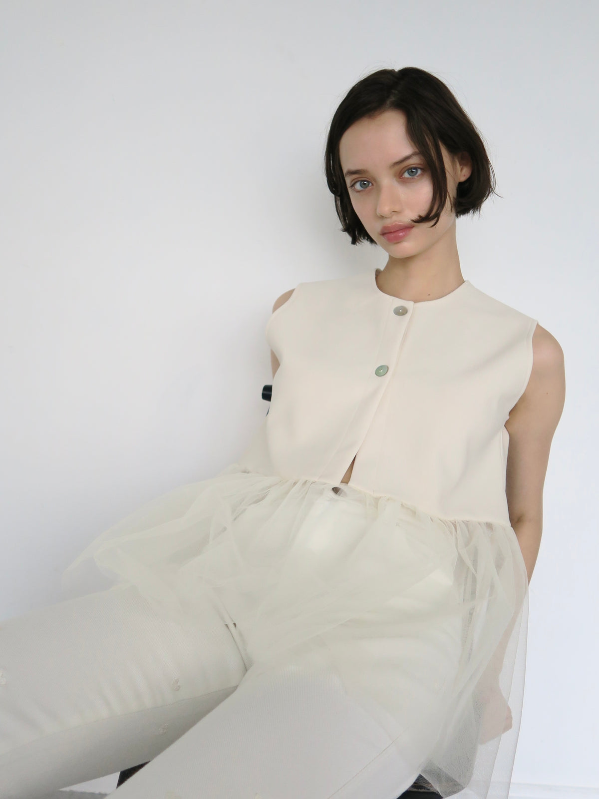 【SAMPLE SALE / swanë】 tulle switching open tunic